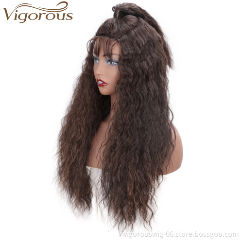 Vigorous 26 Inch Afro Kinky Hair Wigs for Black Women Brown Color Synthetic Heat Resistant Fiber African American Wigs